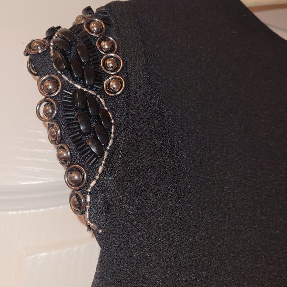 Black Embroidered Cap Sleeve Dress - Picture 3 of 4